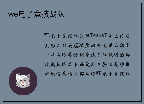 we电子竞技战队